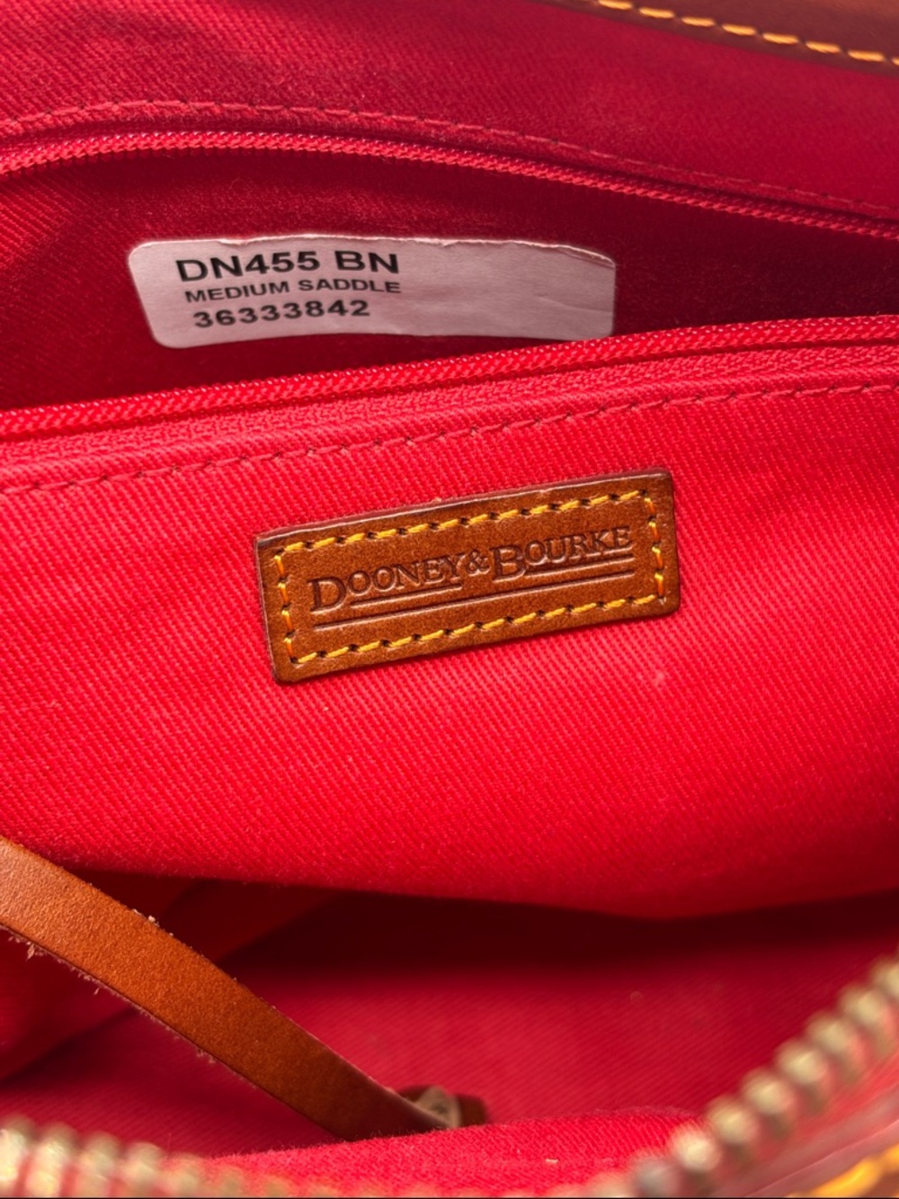 Vintage Dooney & Bourke Blue Logo Denim Banana Bag Brown Leather Trim - Picture 12 of 16
